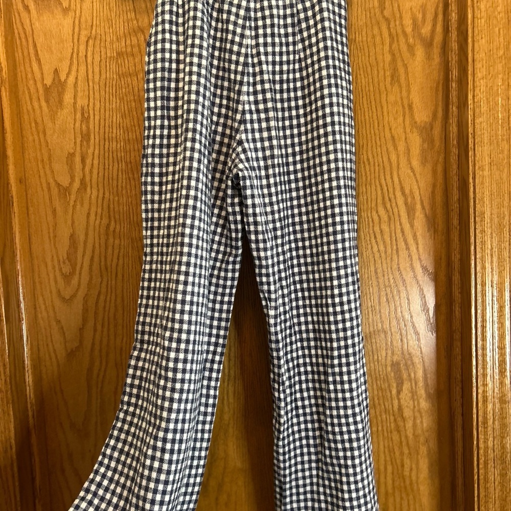 Abercrombie & Fitch Women’s XS Black White Gingham Linen Blend Wide Leg - Picture 4 of 15